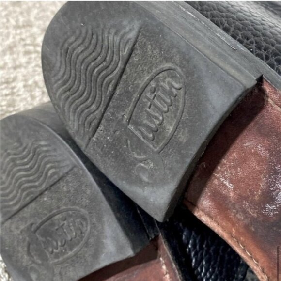 Vintage Justin Boots Black Pebbled Leather Lace Up Packer Boots 6 - Picture 9 of 13